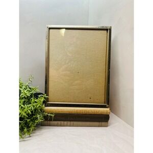 Vintage Art Deco Stamped Light Brass Frame Corner Detail 8x10 Velvet Back